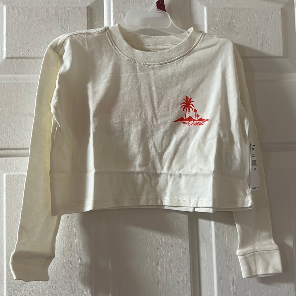 O’NEILL CROPPED LONG SLEEVE TEE: CREAM: NEW WITH TAGS: SIZE XXS